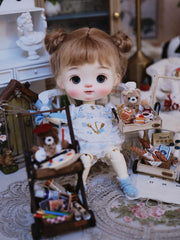 1/6 1/12 Scale Miniature Dollhouse Animal Cart with Miniature Accessories