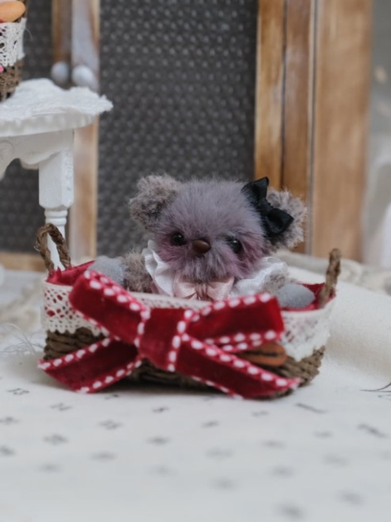 Handmade Doll Miniature, Woven Picnic Basket