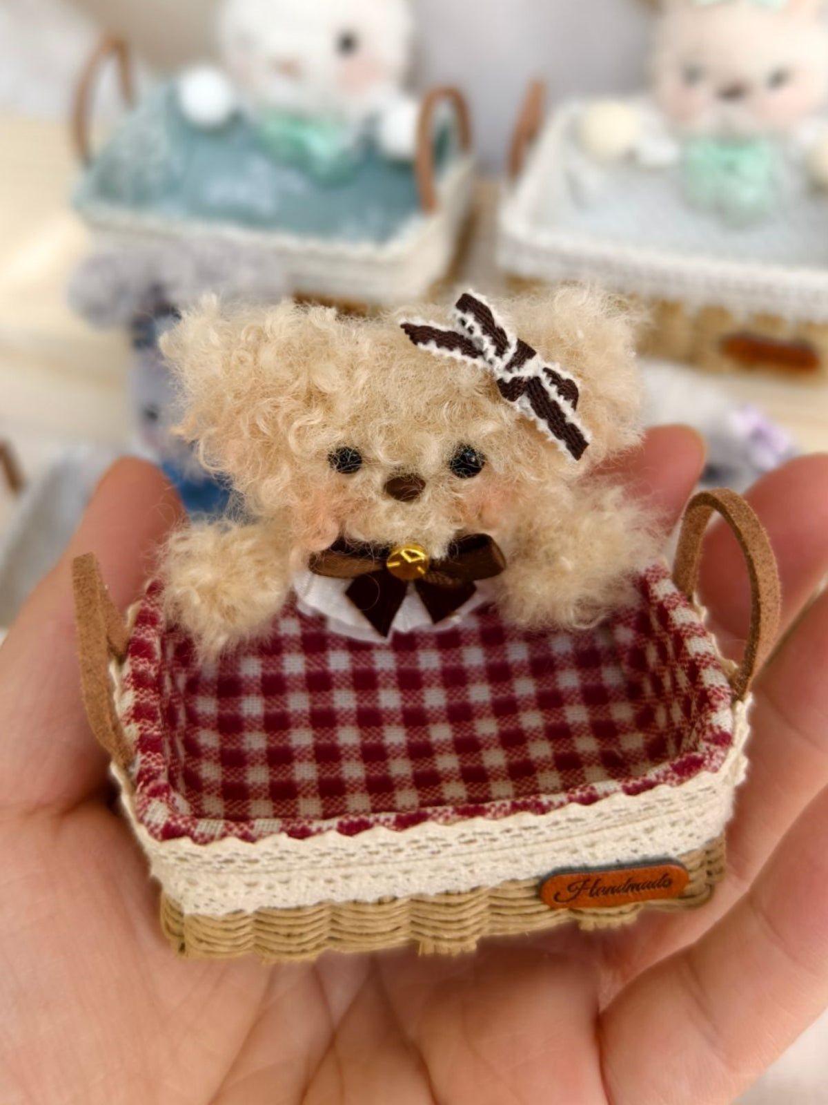 Handmade Doll Miniature, Woven Picnic Basket