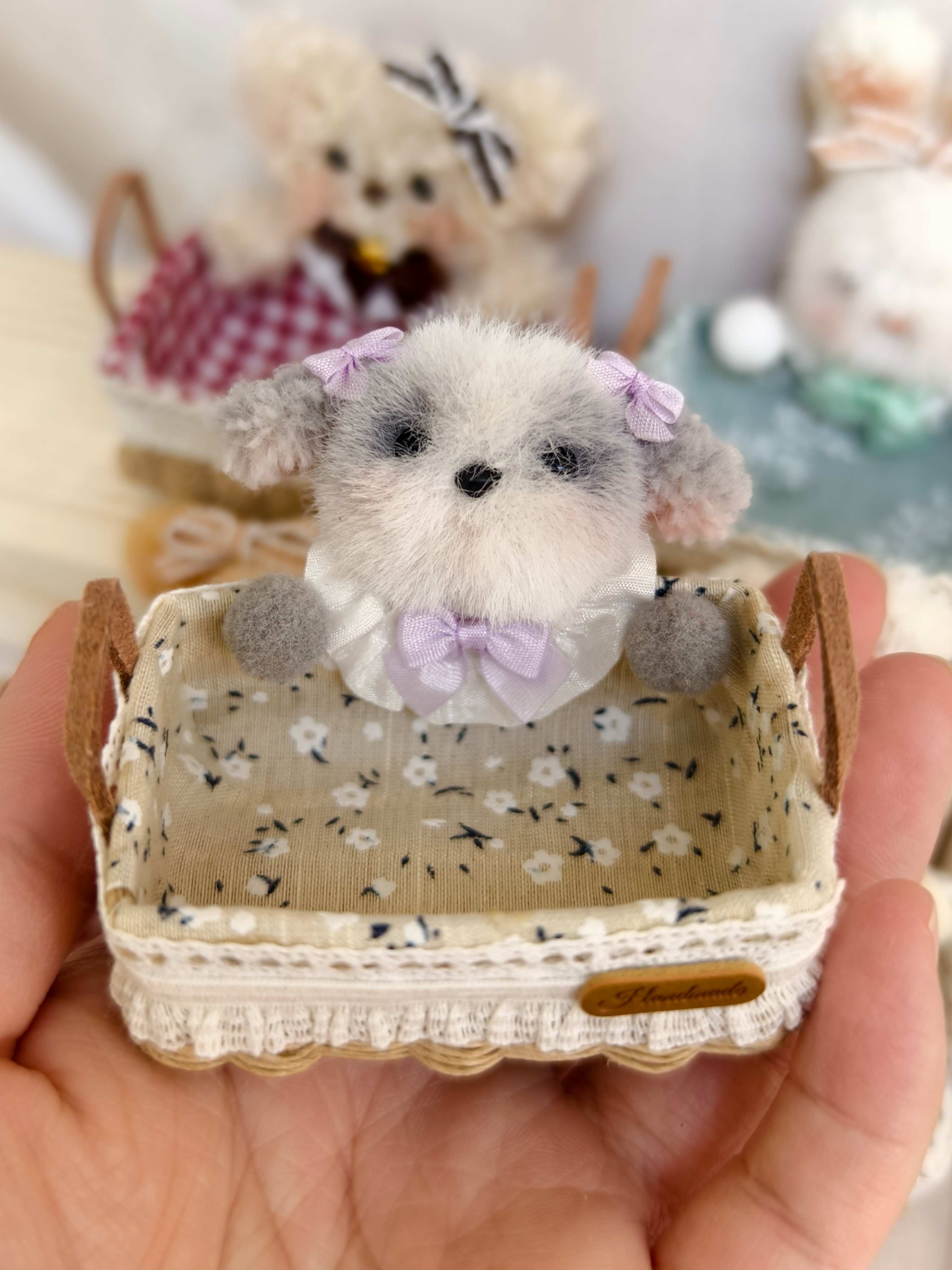 Handmade Doll Miniature, Woven Picnic Basket