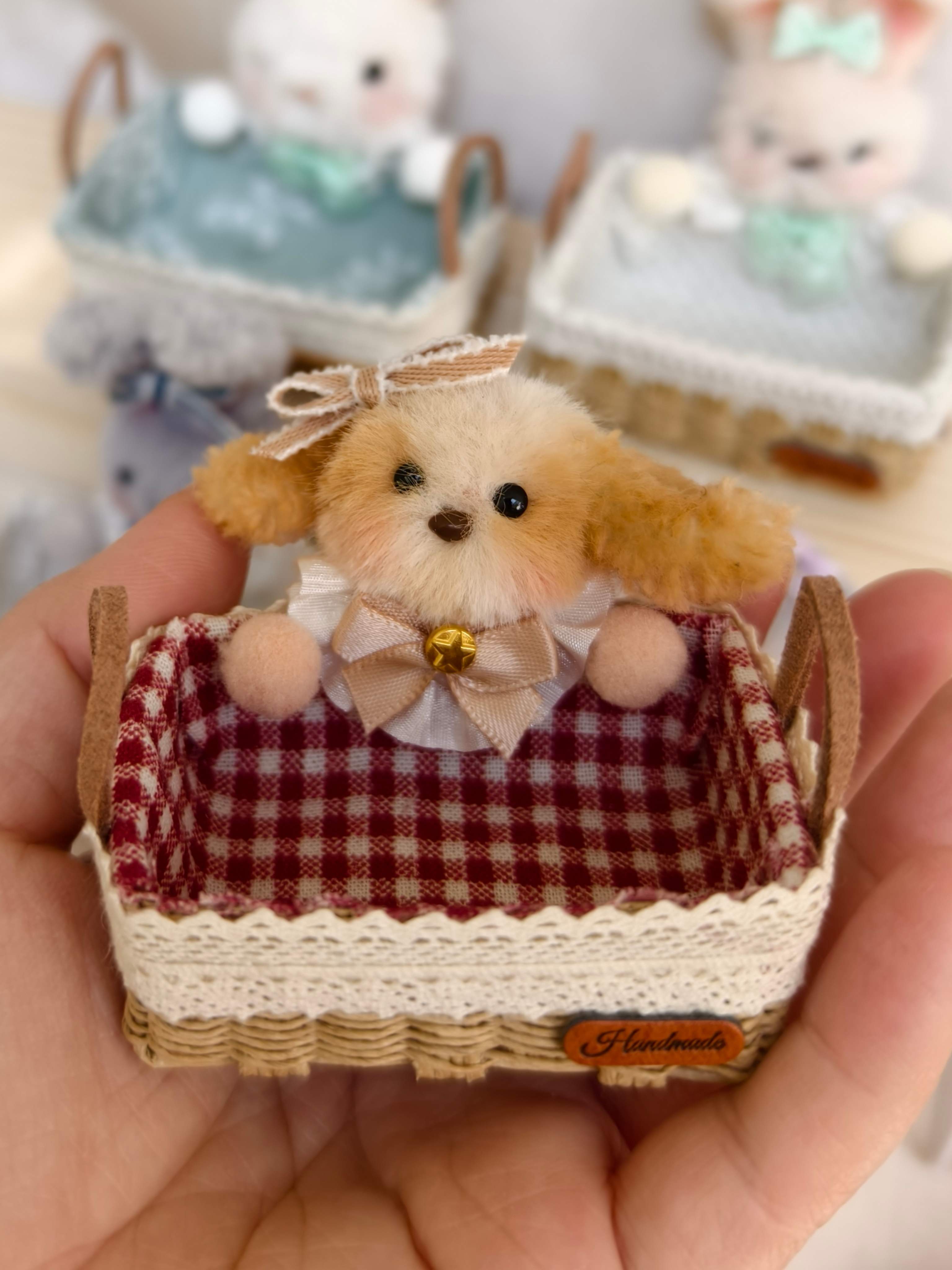 Handmade Doll Miniature, Woven Picnic Basket