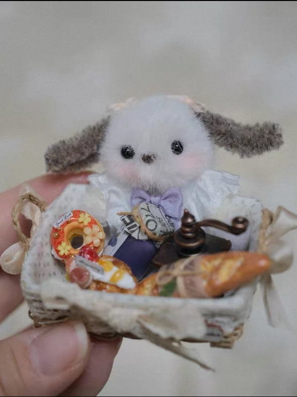 Handmade Doll Miniature, Woven Picnic Basket