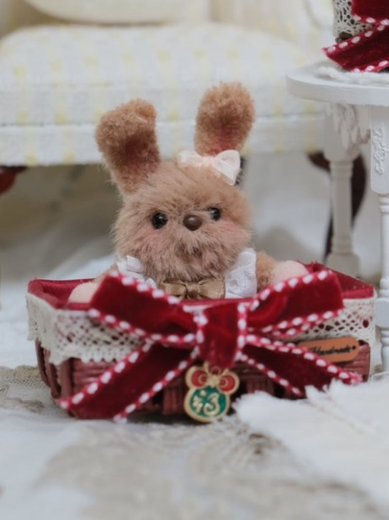 Handmade Doll Miniature, Woven Picnic Basket