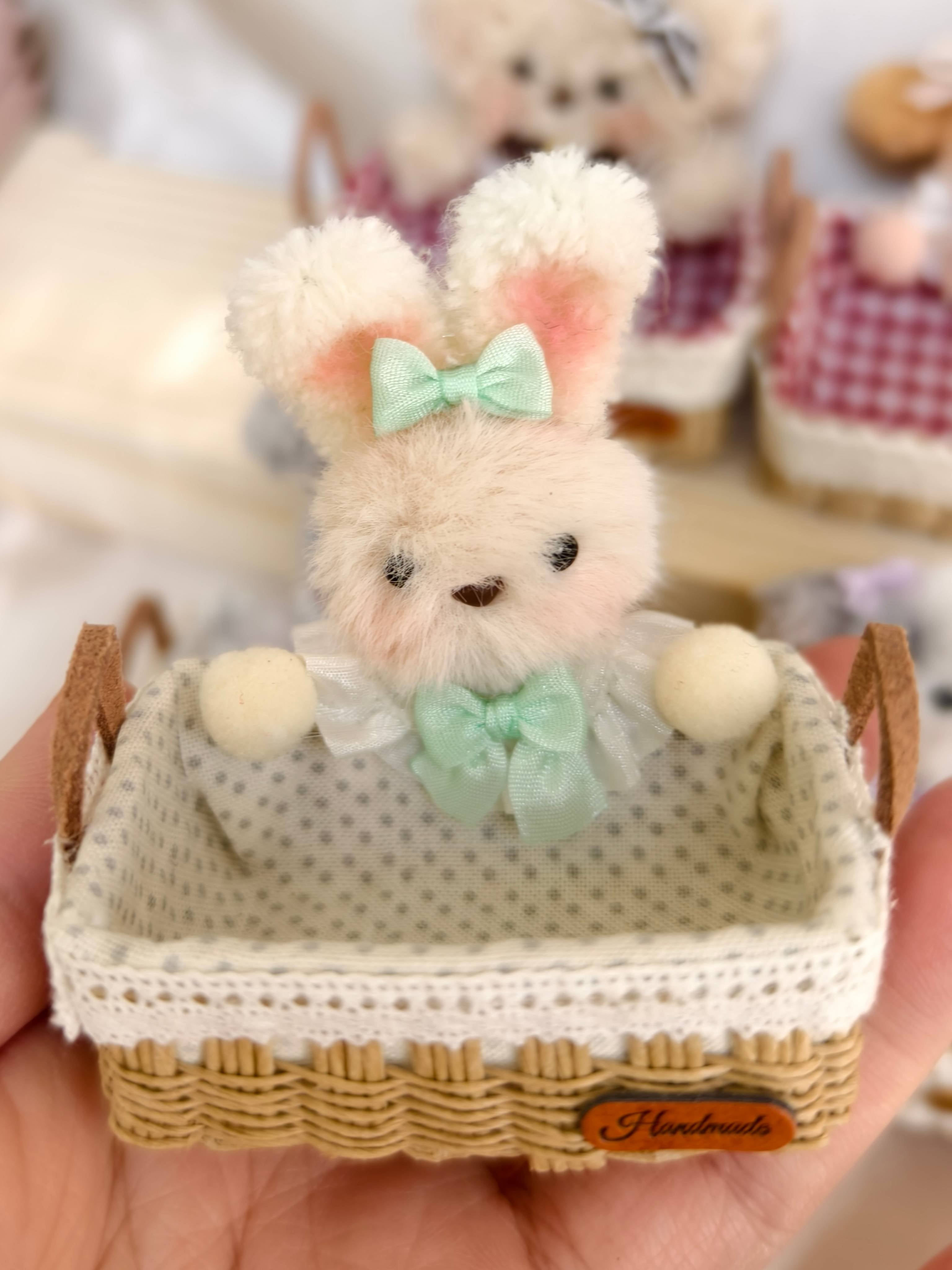 Handmade Doll Miniature, Woven Picnic Basket