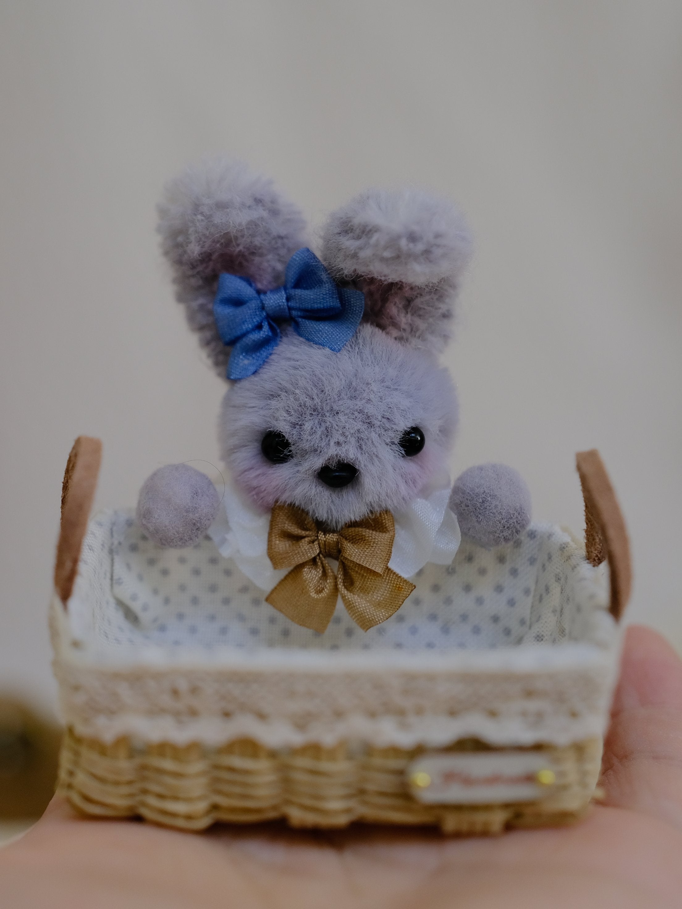 Handmade Doll Miniature, Woven Picnic Basket
