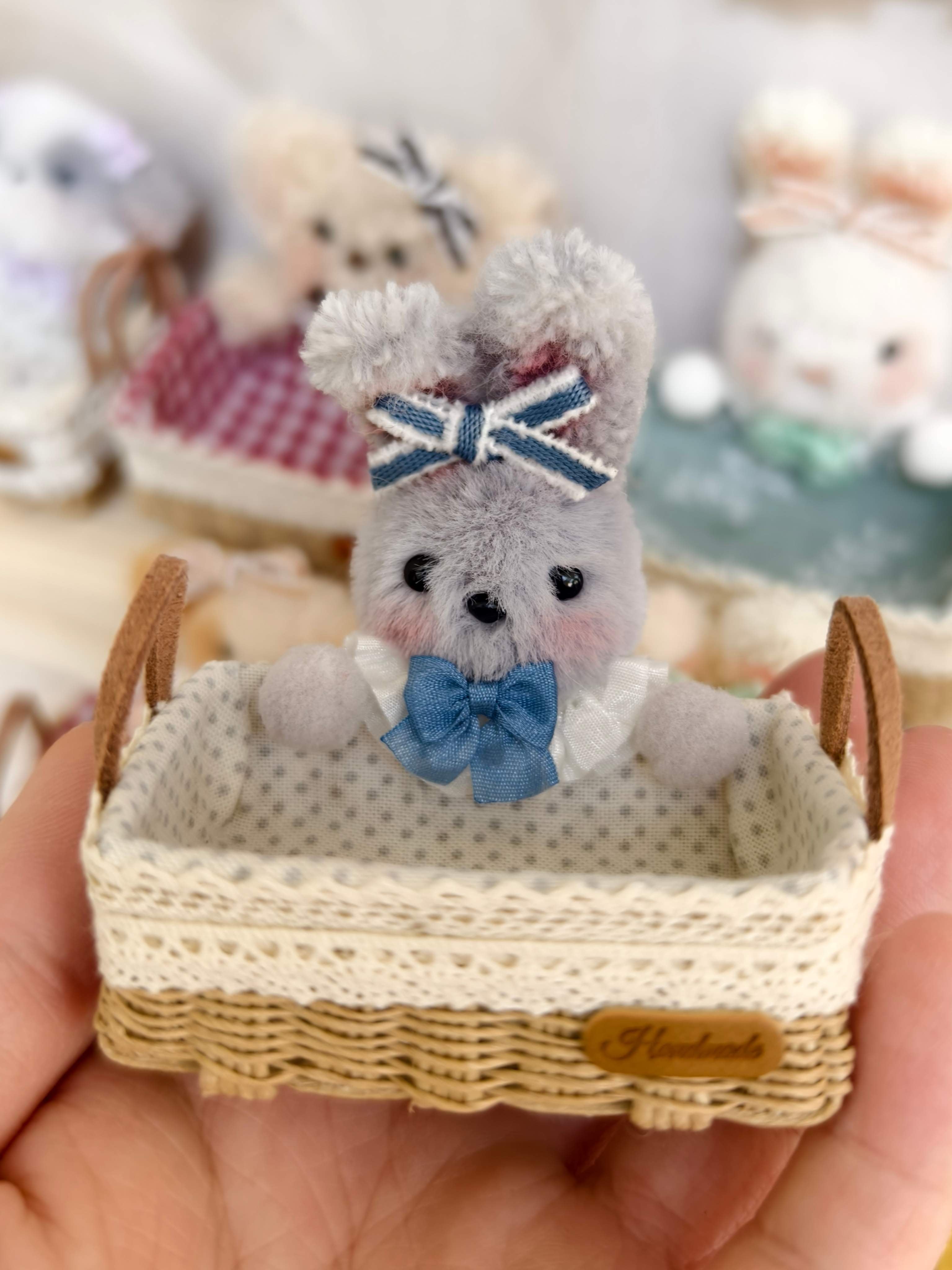 Handmade Doll Miniature, Woven Picnic Basket