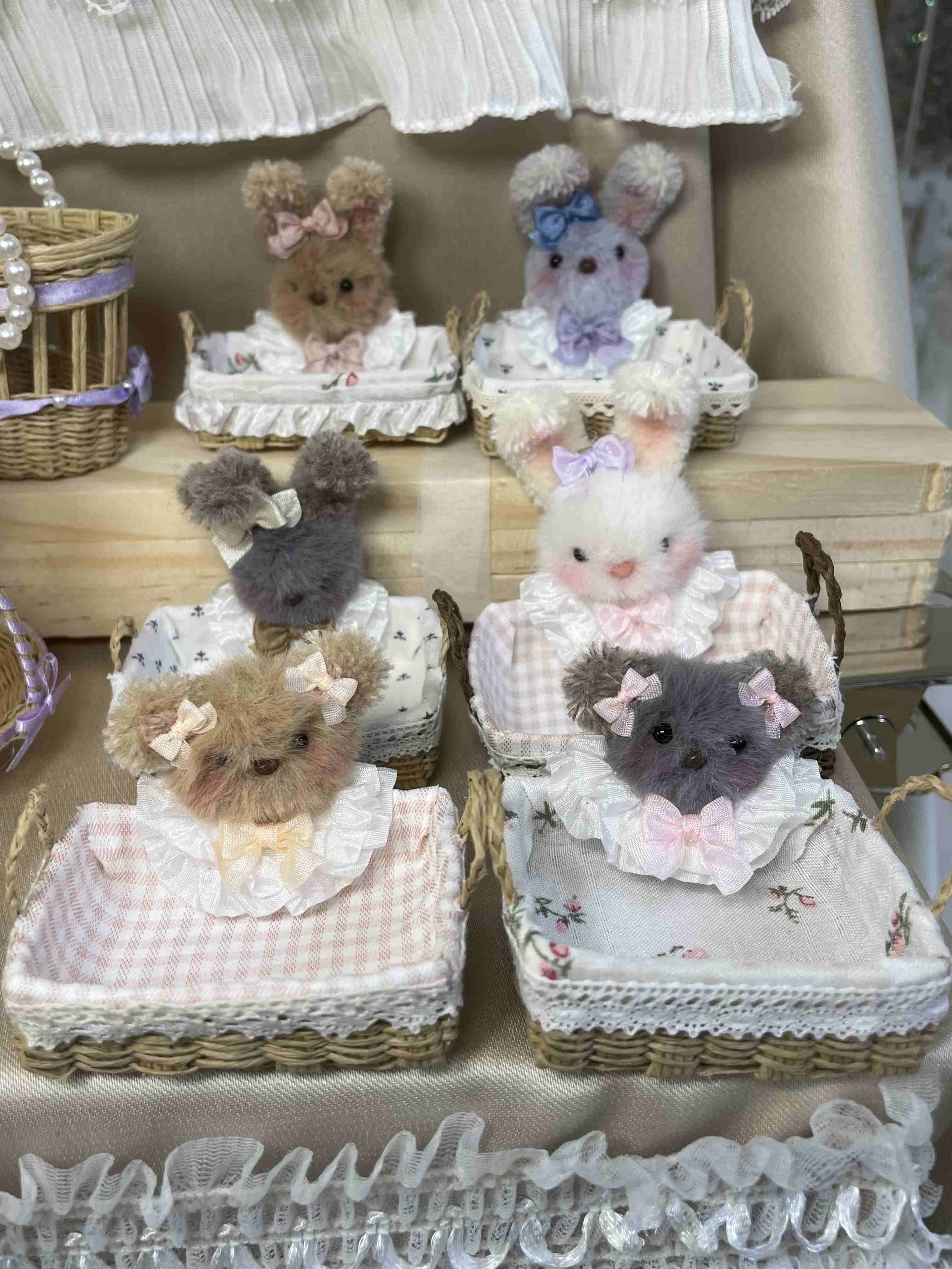 Handmade Doll Miniature, Woven Picnic Basket