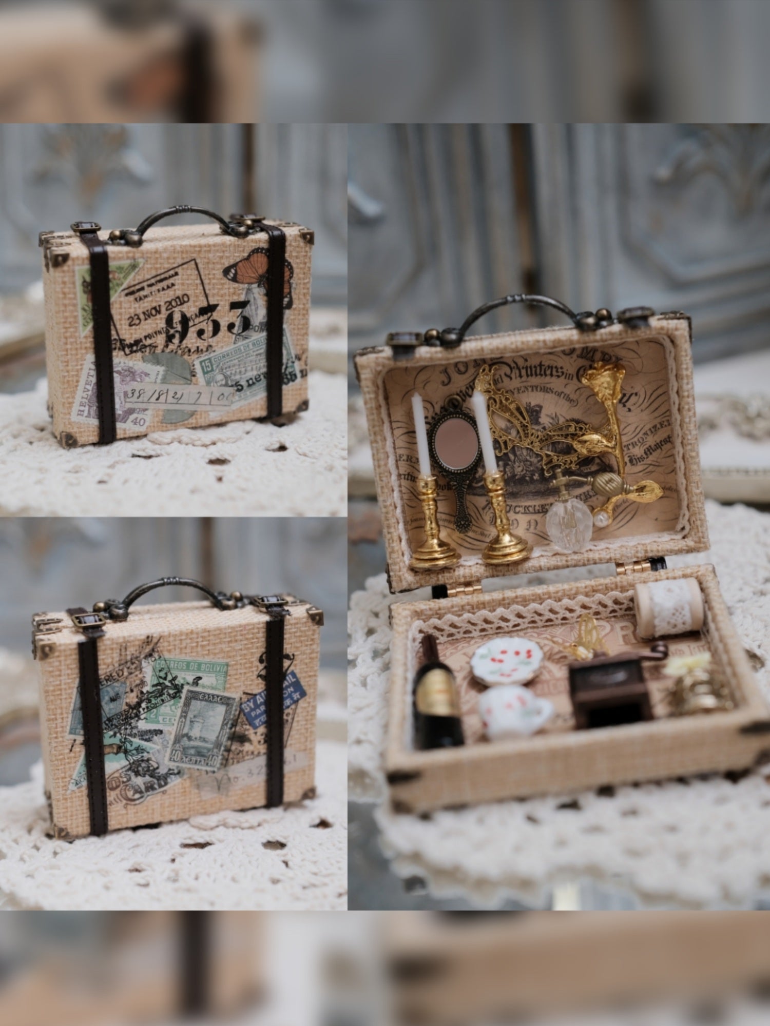 Handmade Doll Miniature, Fabric Carrying Case