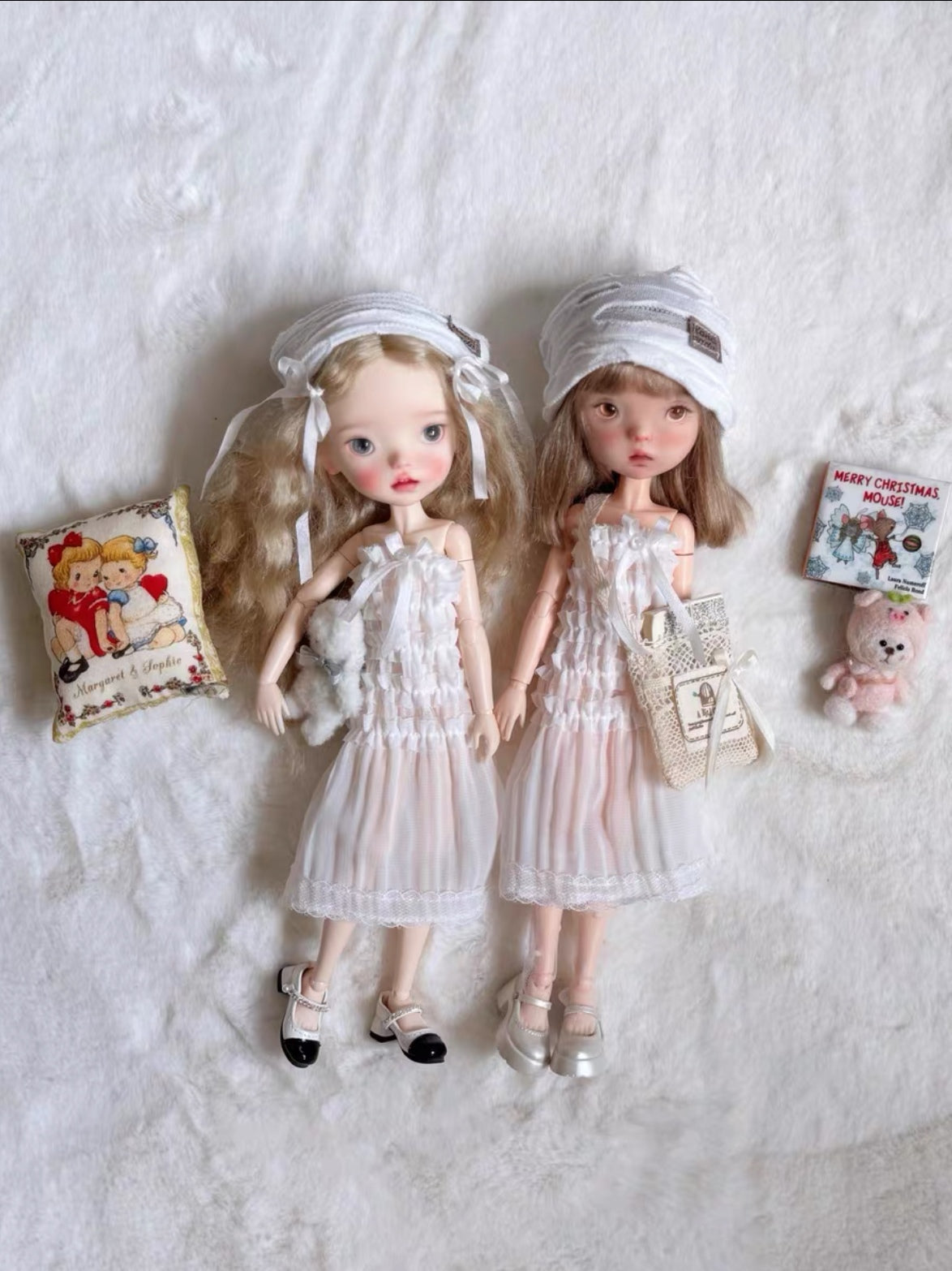 White Pleated 1/6 BJD Dress Set | ToastDoll