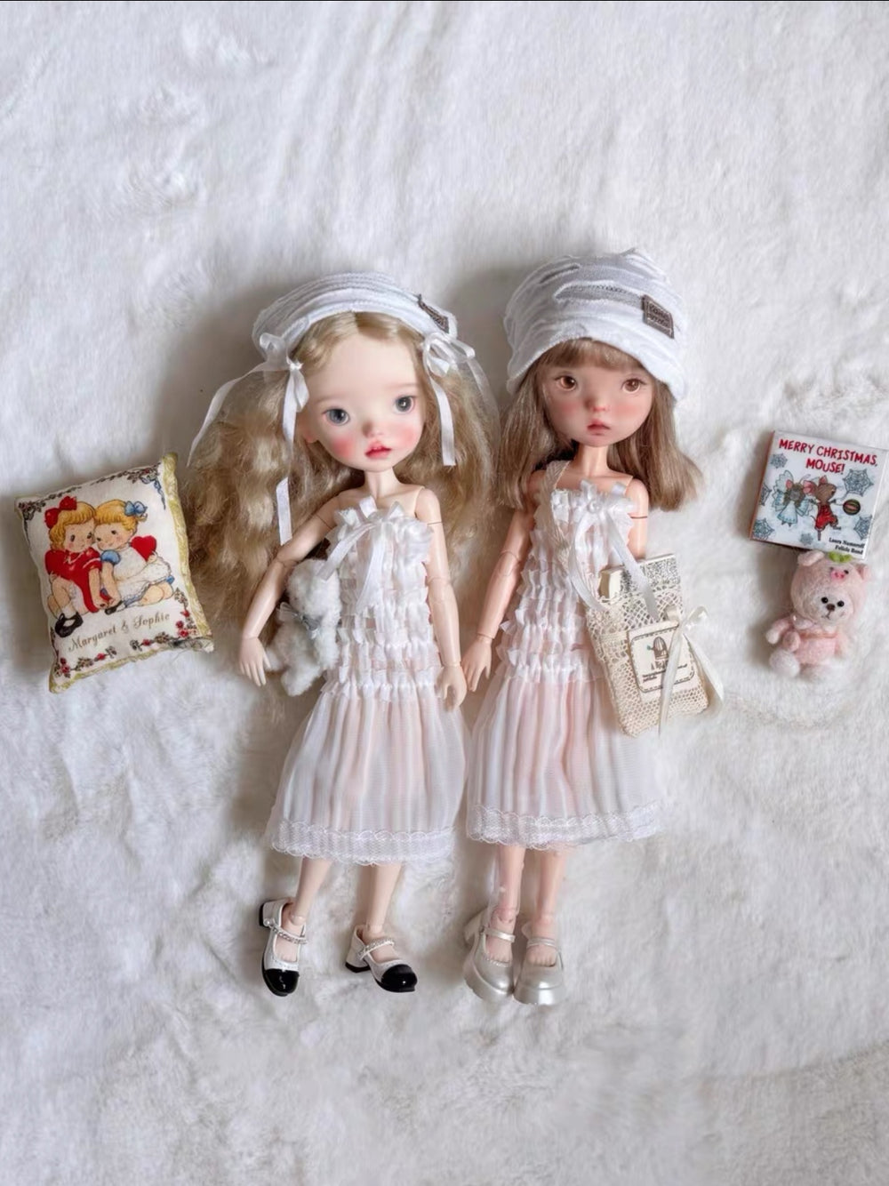 White Pleated 1/6 BJD Dress Set | ToastDoll