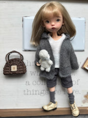 Casual Grey Knit Blythe 1/6 BJD Outfit On Doll Display | ToastDoll