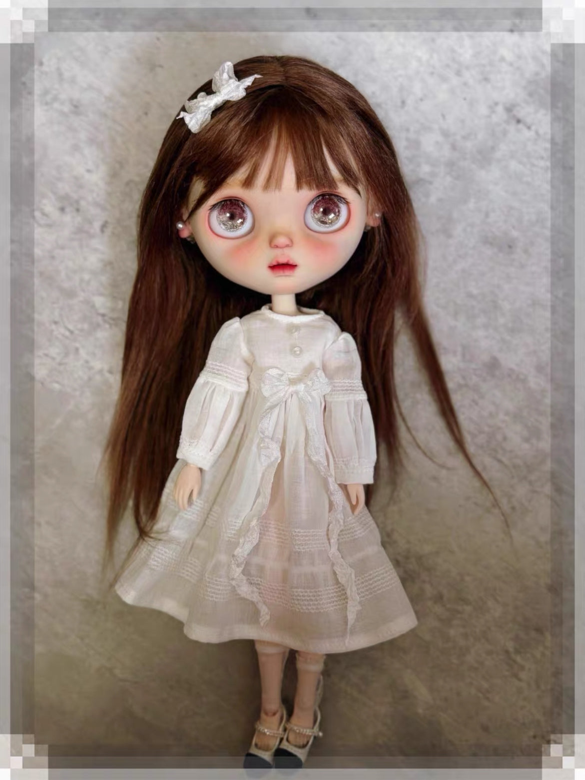 Minimal White Blythe 1/6 BJD Dress Set - Handmade Doll Clothes - ToastDoll