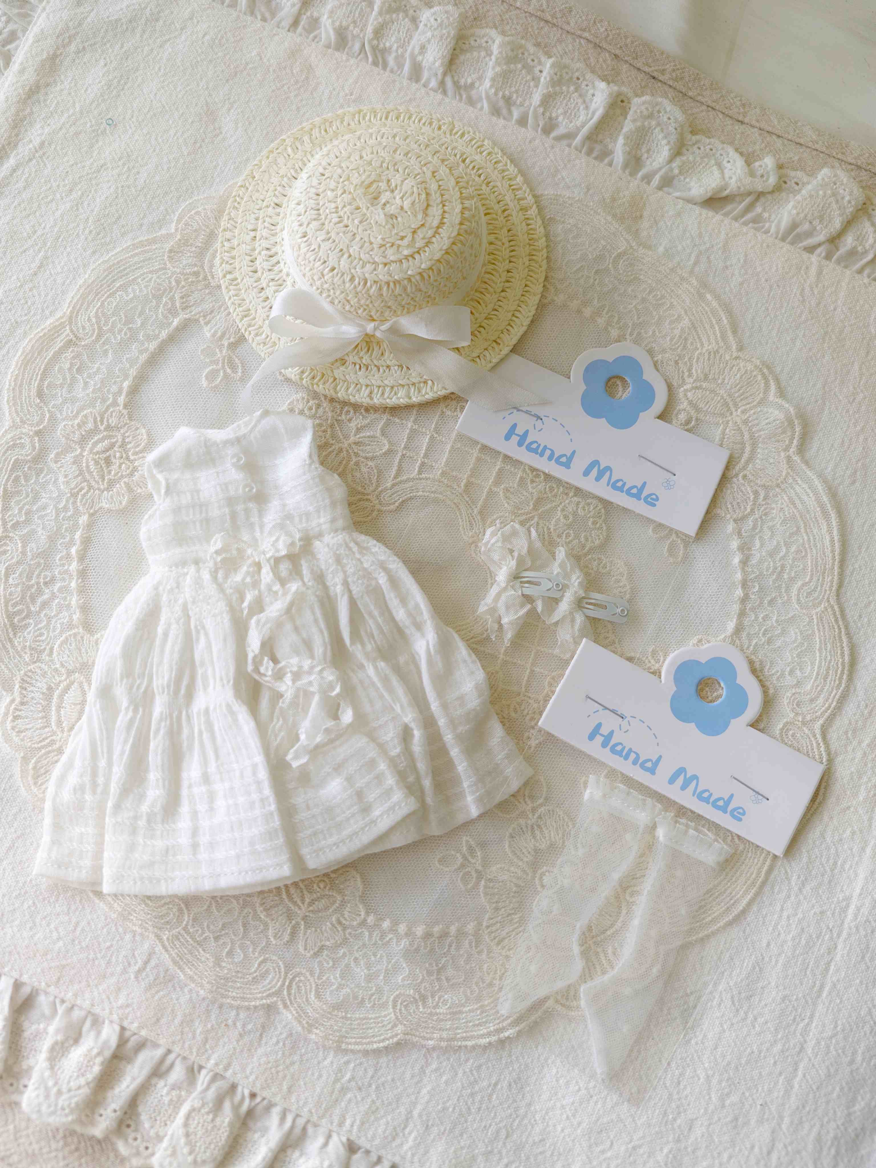 Minimal White Blythe 1/6 BJD Dress Set - Handmade Doll Clothes - ToastDoll