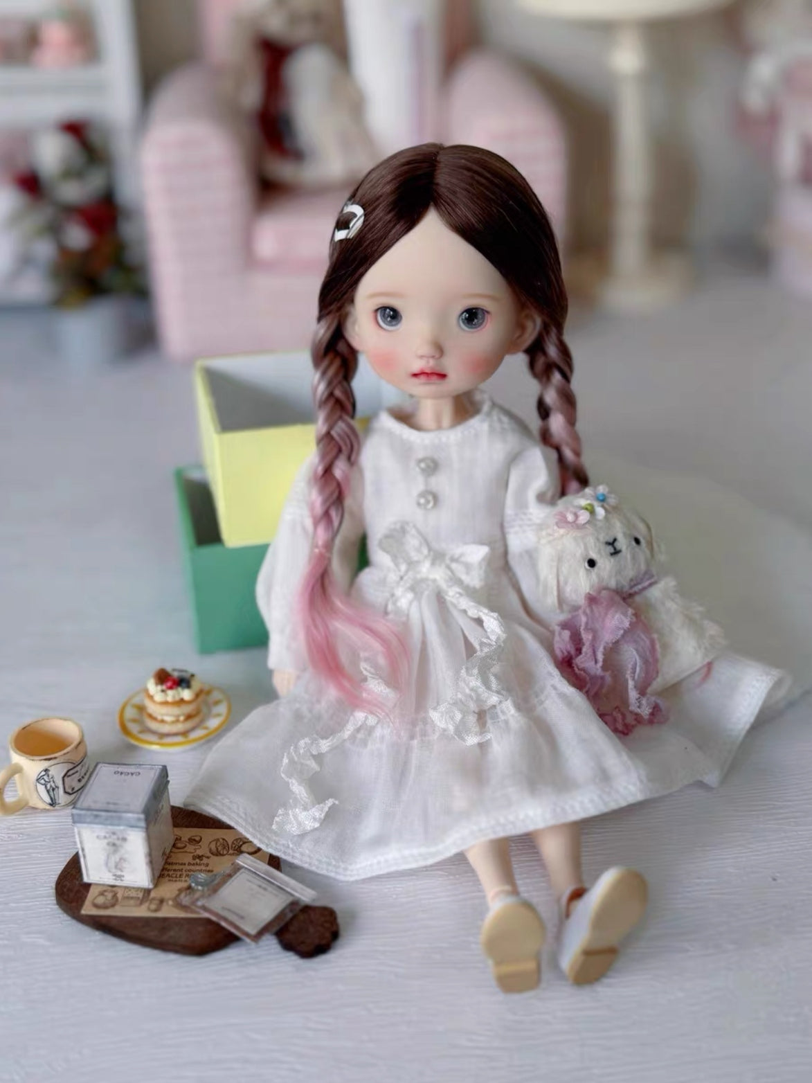 Minimal White Blythe 1/6 BJD Dress Set - Handmade Doll Clothes - ToastDoll