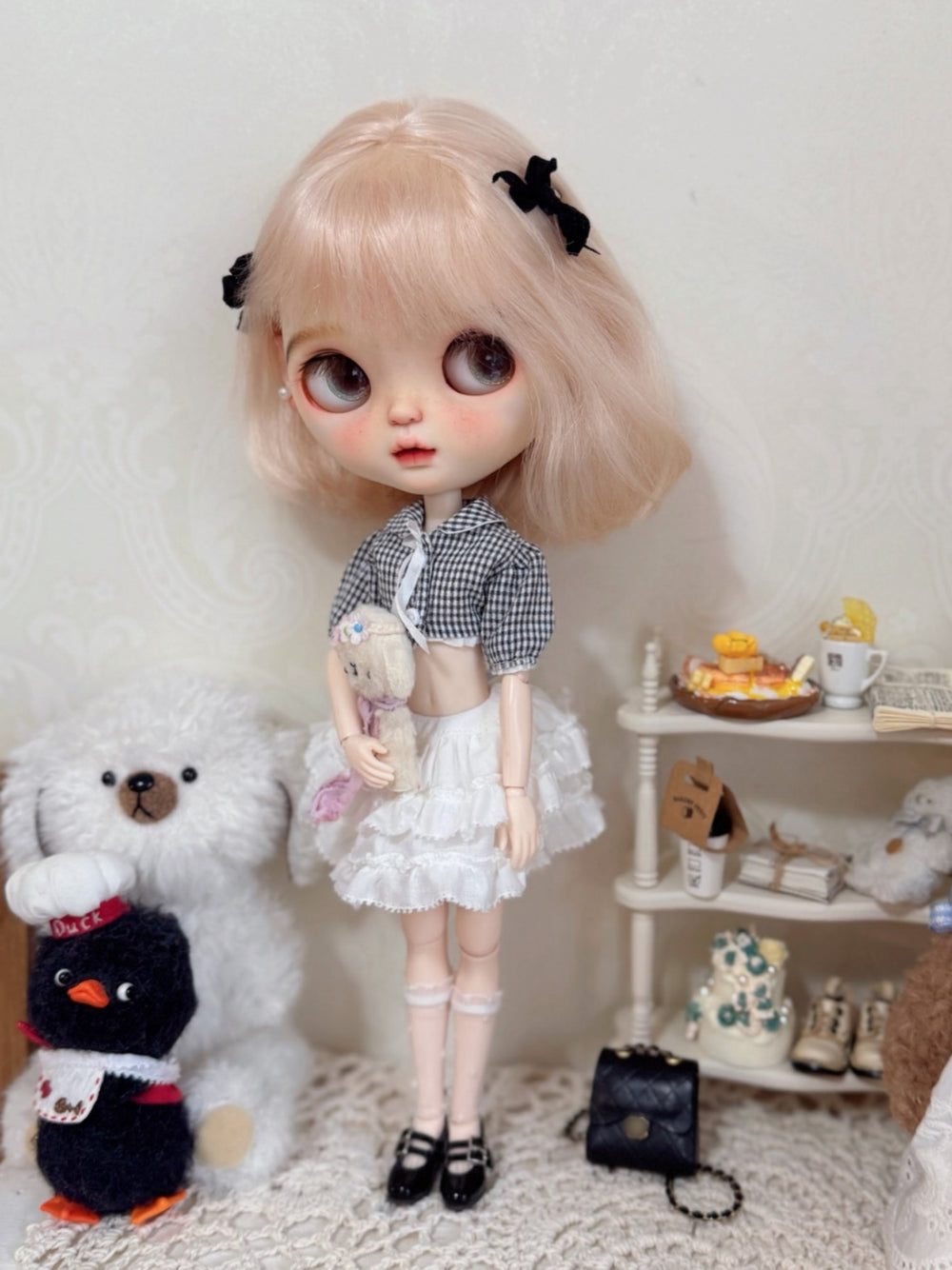 Plaid Puff Sleeve Blythe 1/6 BJD Black Outfit | ToastDoll