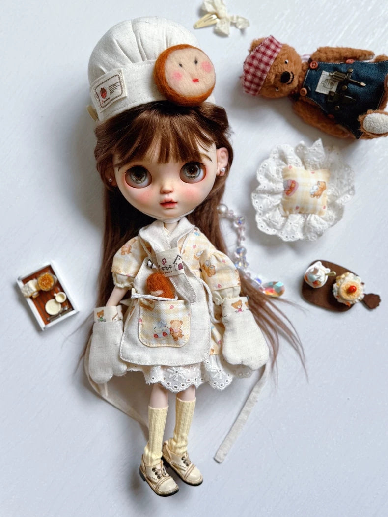 Bakery Girl Blythe 1/6 BJD Outfit - Handmade Doll Clothes - ToastDoll