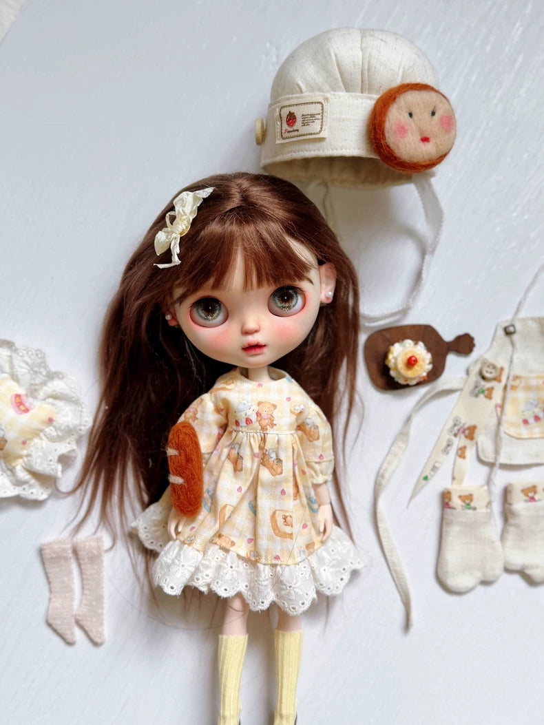Bakery Girl Blythe 1/6 BJD Outfit - Handmade Doll Clothes - ToastDoll