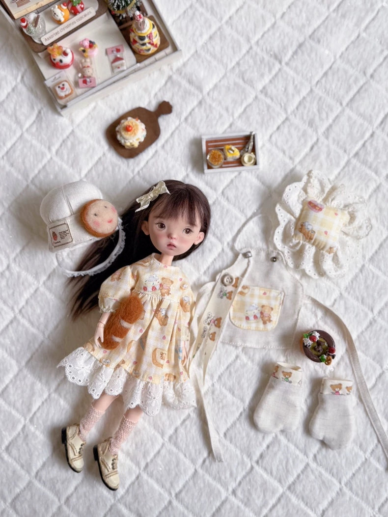 Bakery Girl Blythe 1/6 BJD Outfit - Handmade Doll Clothes - ToastDoll