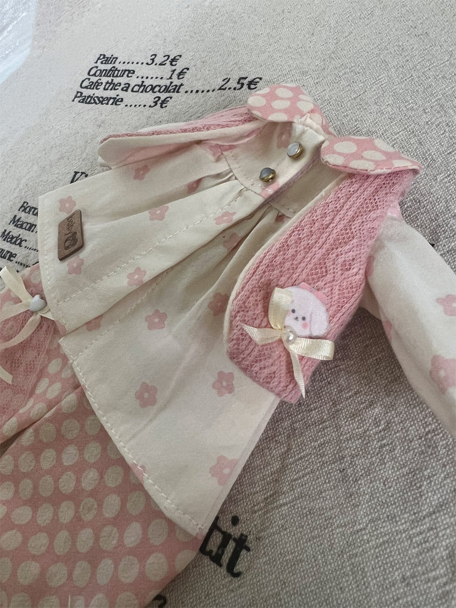 Handmade Outfit for Blythe/ Ob24/ Ob22/ 1/6 BJD, Pink Flower clothes