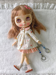 Handmade Outfit for Blythe/ Ob24/ Ob22/ 1/6 BJD, Pink Flower Dots clothes
