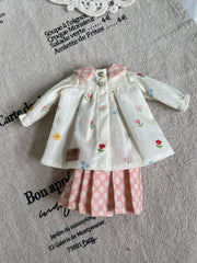 Handmade Outfit for Blythe/ Ob24/ Ob22/ 1/6 BJD, Pink Flower Dots clothes