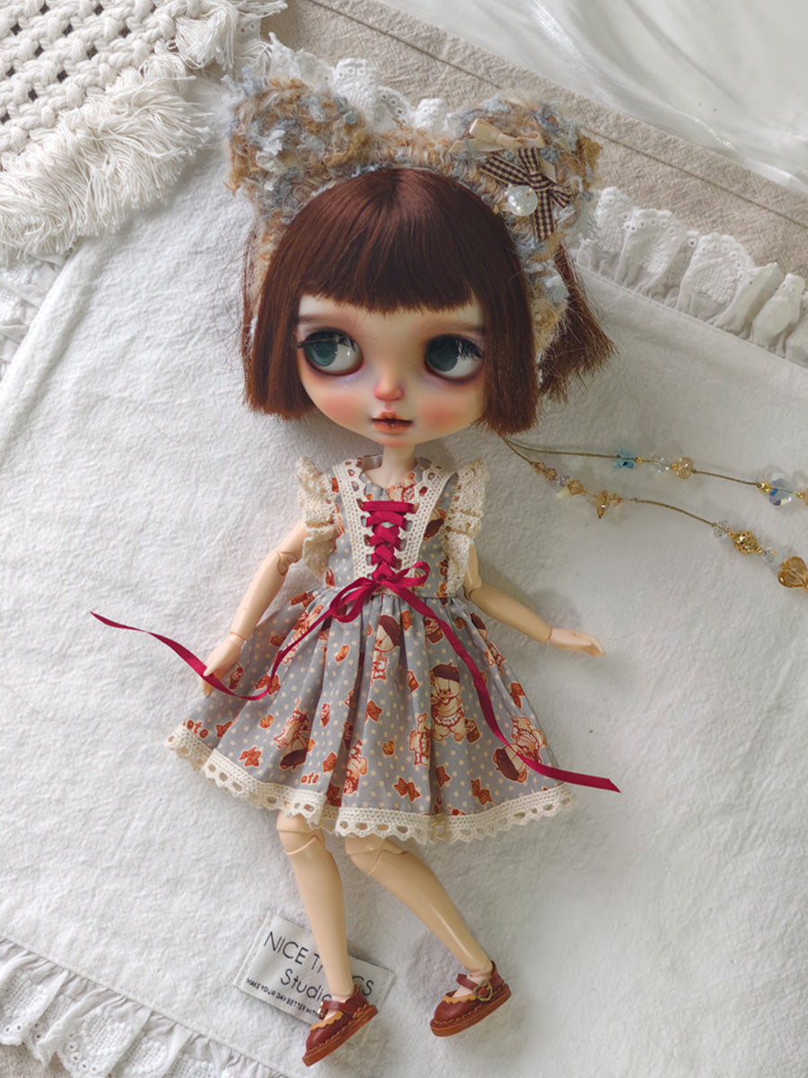Handmade Outfit for Blythe/ Ob24/ Ob22/ 1/6 BJD, Bear Dress