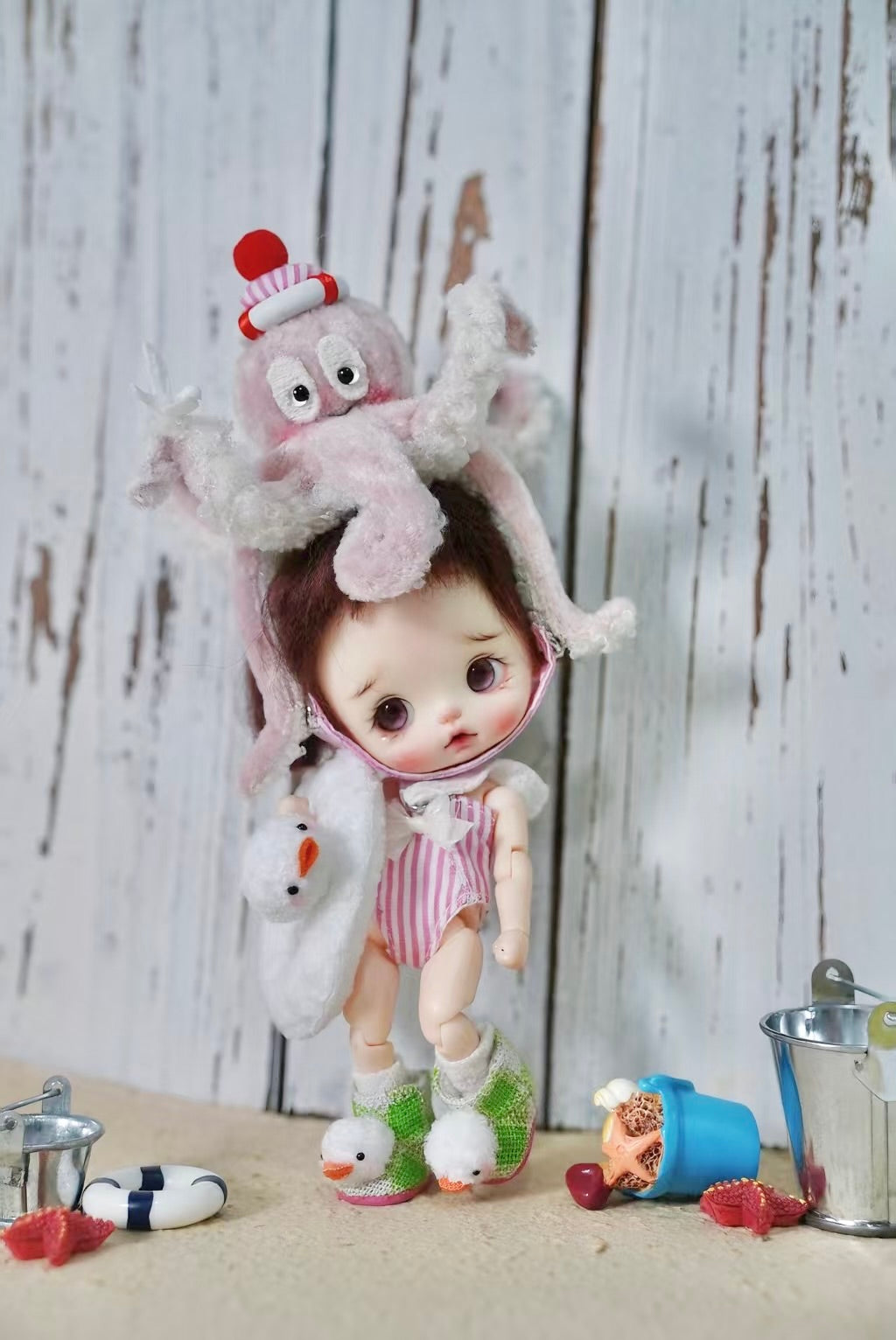 Summer Octopus Blythe BJD OB11 Set - Handmade Doll Clothes - ToastDoll