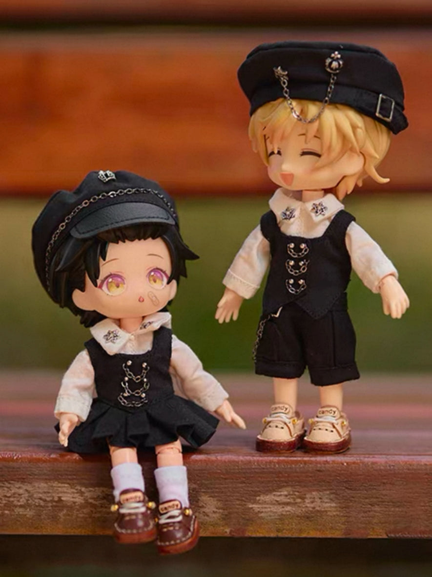 Handmade Outfit for Obitsu/GSC, Black Vest Dress Set