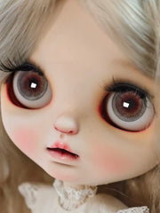Handmade Blythe Eyechips, Reddish-Brown Tone, Grey Ring