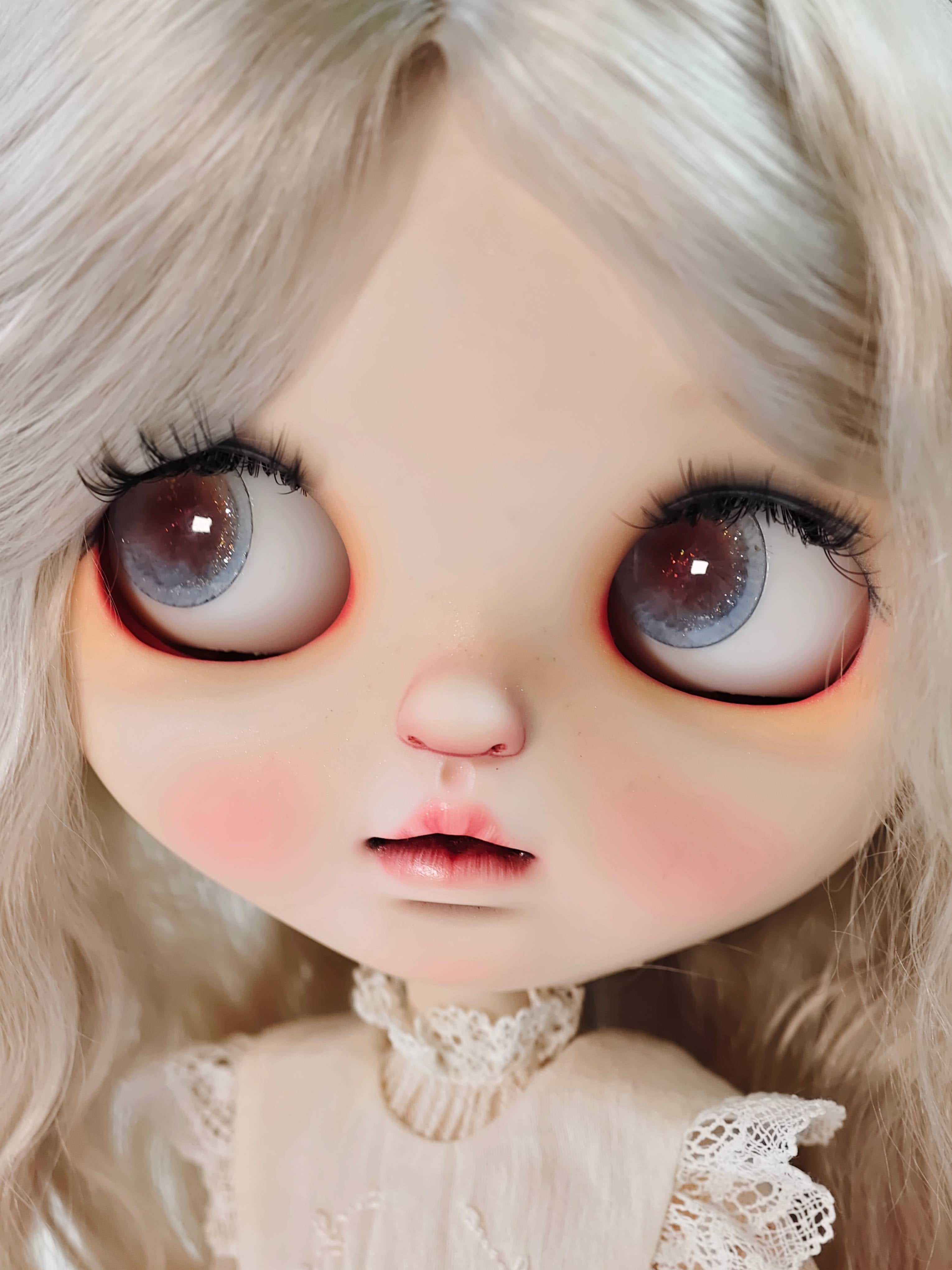 Handmade Blythe Eyechips,Reddish-Brown Tone, Blue Ring