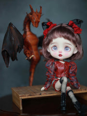 Handmade Outfit for Blythe/Pullip/Obitsu, Meow Girl Leather Jacket Set