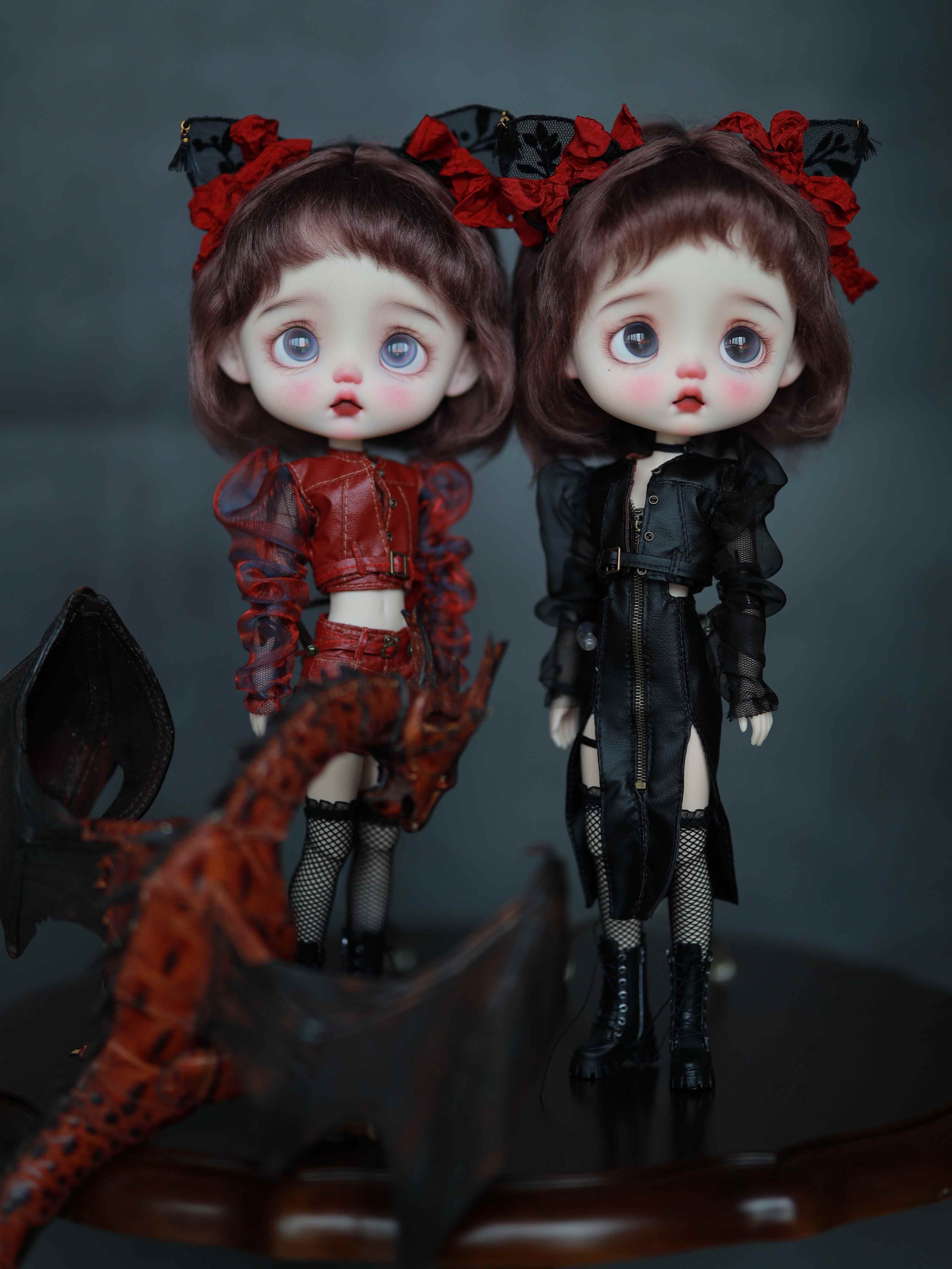 Handmade Outfit for Blythe/Pullip/Obitsu, Meow Girl Leather Jacket Set