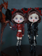 Handmade Outfit for Blythe/Pullip/Obitsu, Meow Girl Leather Jacket Set