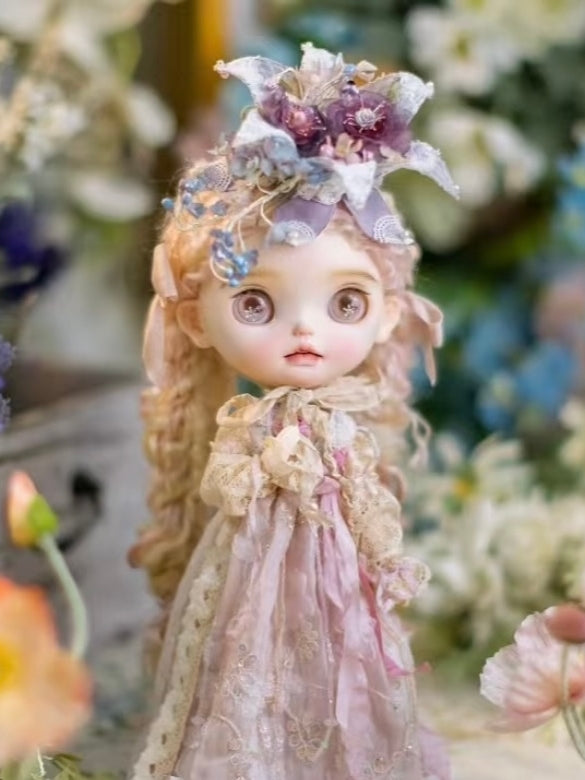 Handmade Outfit for Blythe/Pullip/Obitsu, French Embroidered Dress Set
