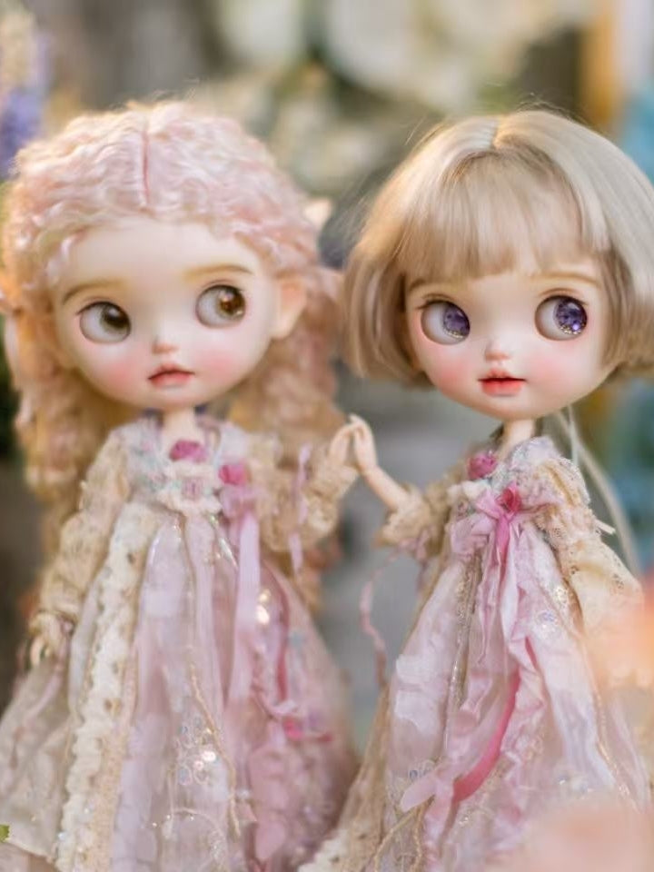 Handmade Outfit for Blythe/Pullip/Obitsu, French Embroidered Dress Set