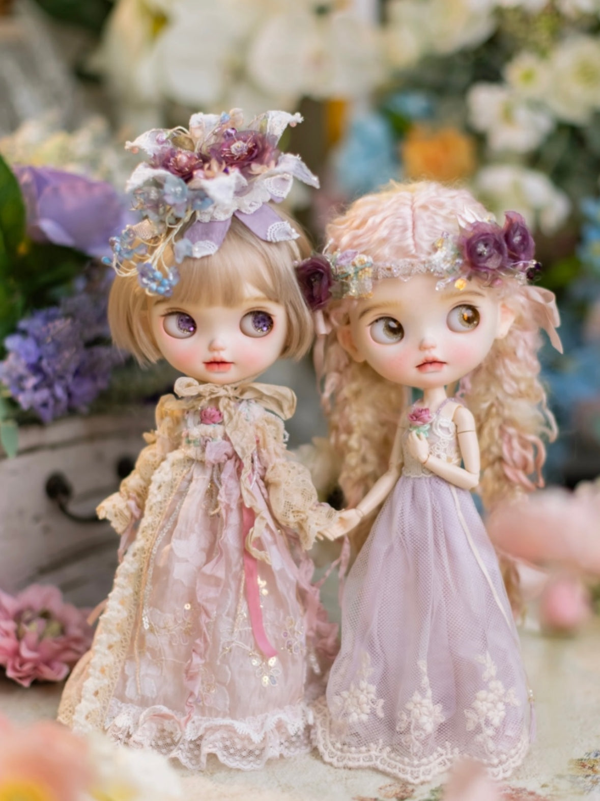 Handmade Outfit for Blythe/Pullip/Obitsu, French Embroidered Dress Set