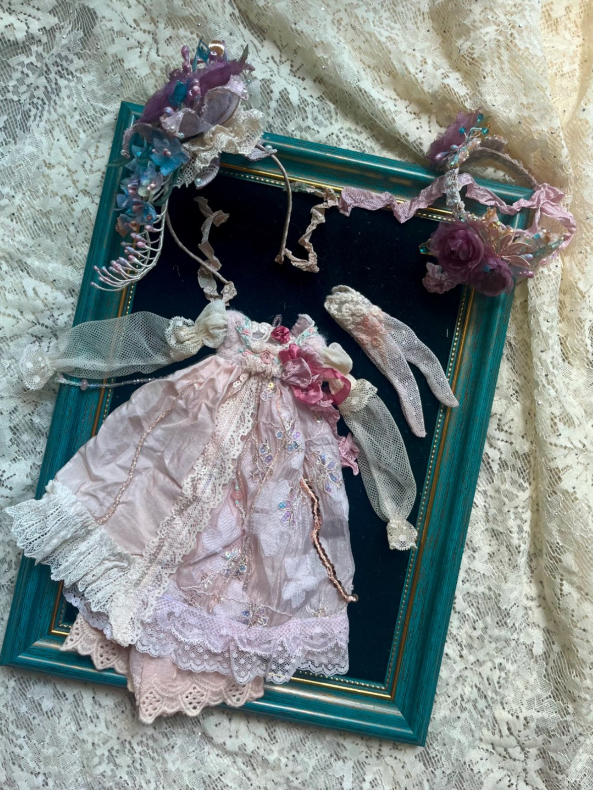Handmade Outfit for Blythe/Pullip/Obitsu, French Embroidered Dress Set