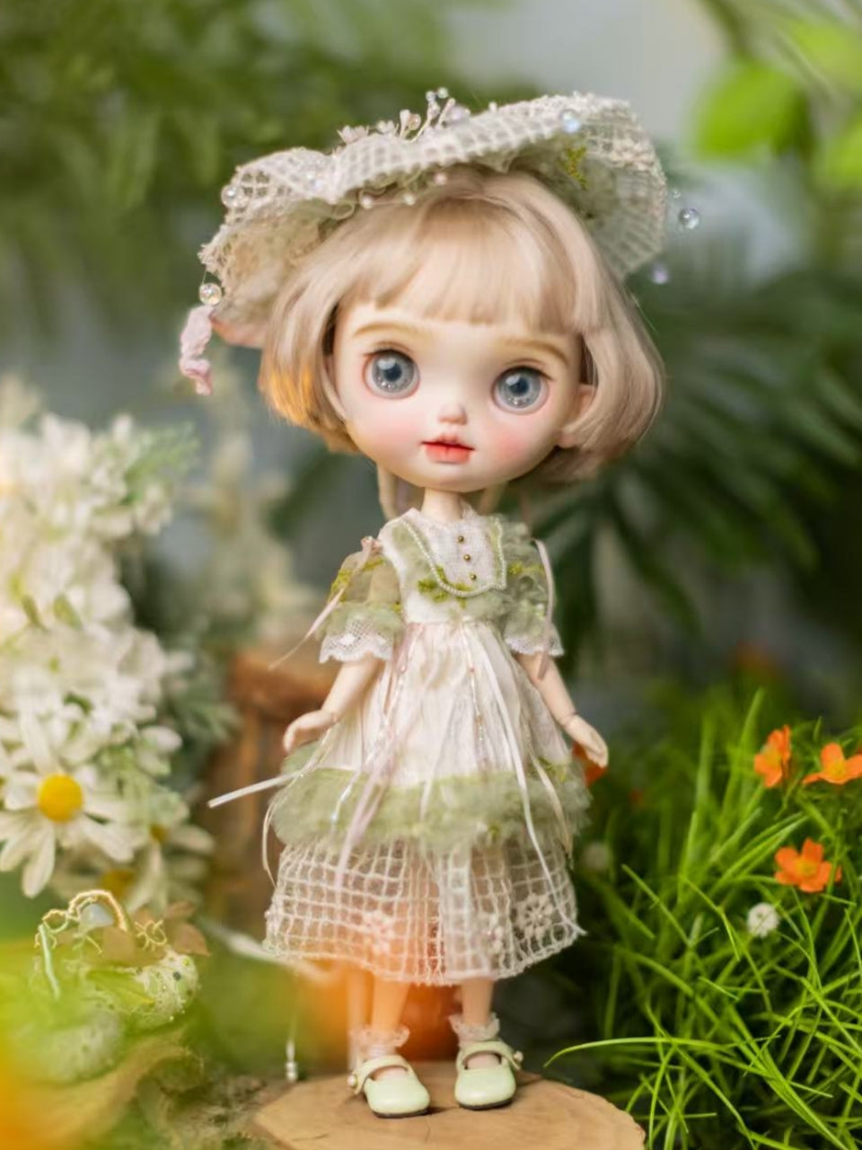 Handmade Outfit for Blythe/Pullip/Obitsu, Forest Fairy Mesh Dress Set