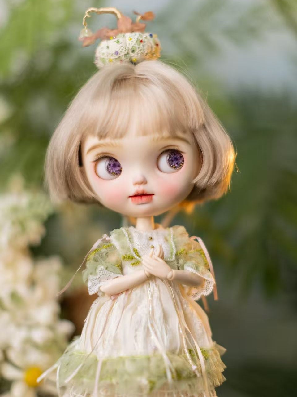 Handmade Outfit for Blythe/Pullip/Obitsu, Forest Fairy Mesh Dress Set