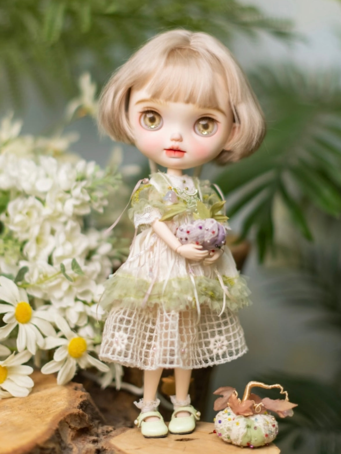 Handmade Outfit for Blythe/Pullip/Obitsu, Forest Fairy Mesh Dress Set