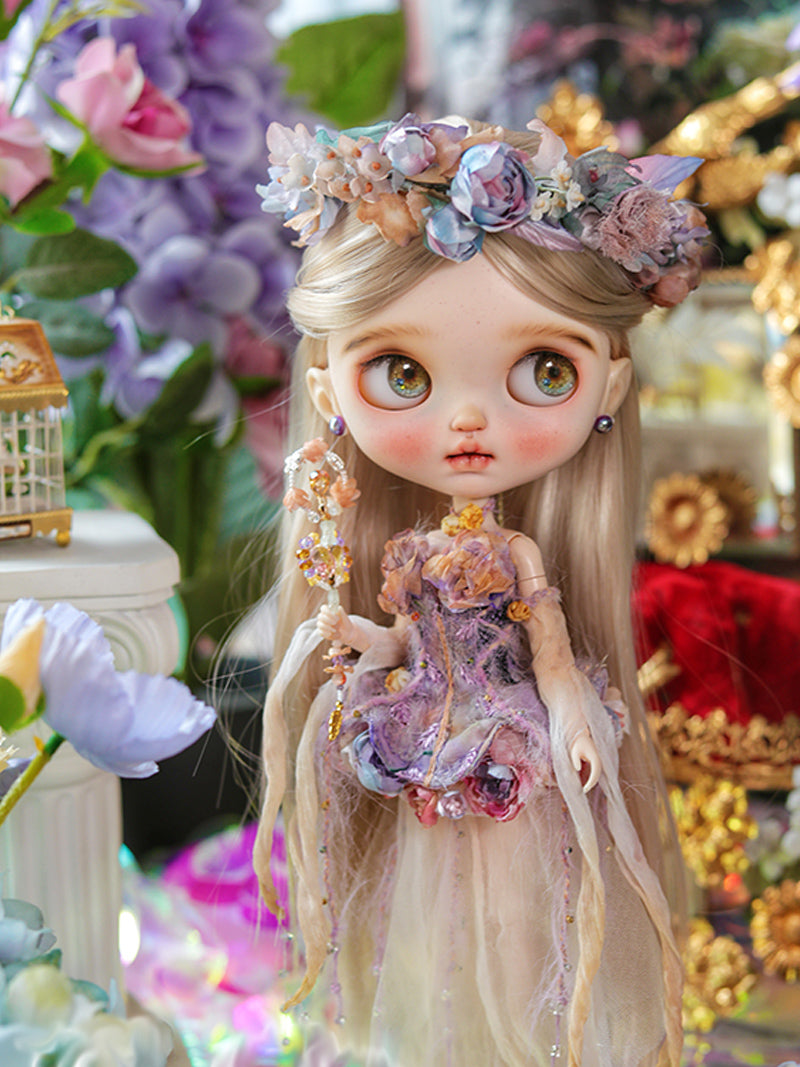 Handmade Outfit for Blythe/Pullip/Obitsu, Floral Fairy Mini Skirt Set