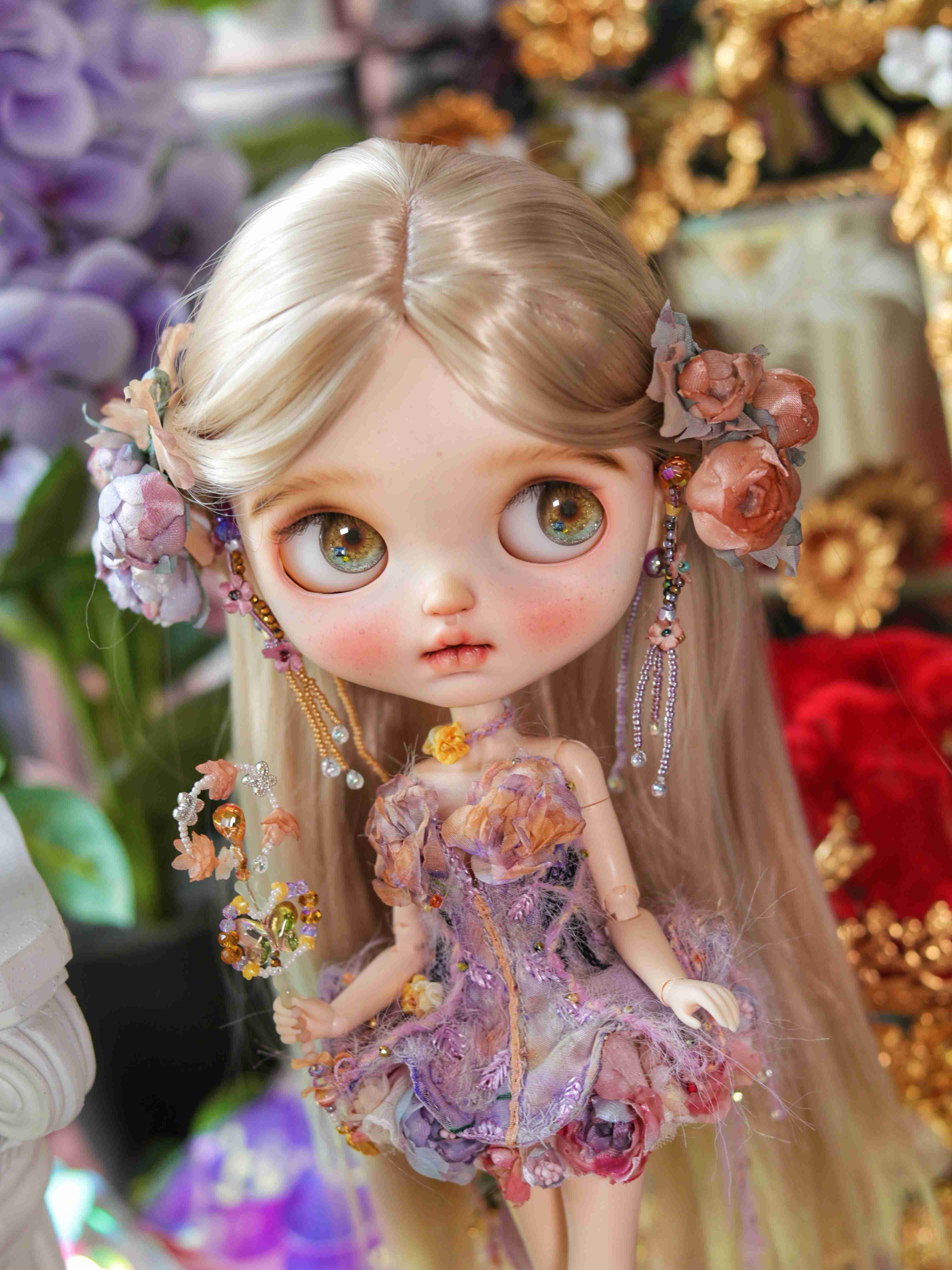 Handmade Outfit for Blythe/Pullip/Obitsu, Floral Fairy Mini Skirt Set