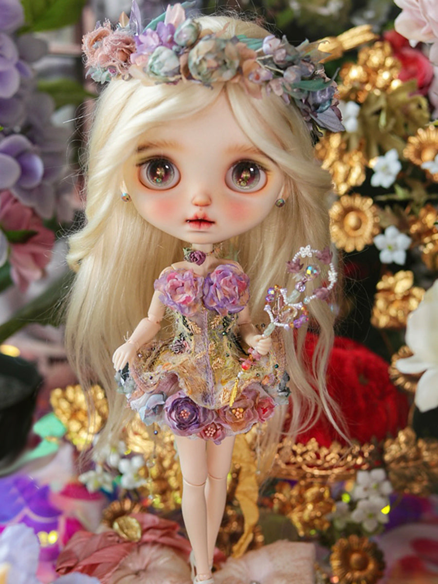 Handmade Outfit for Blythe/Pullip/Obitsu, Floral Fairy Mini Skirt Set