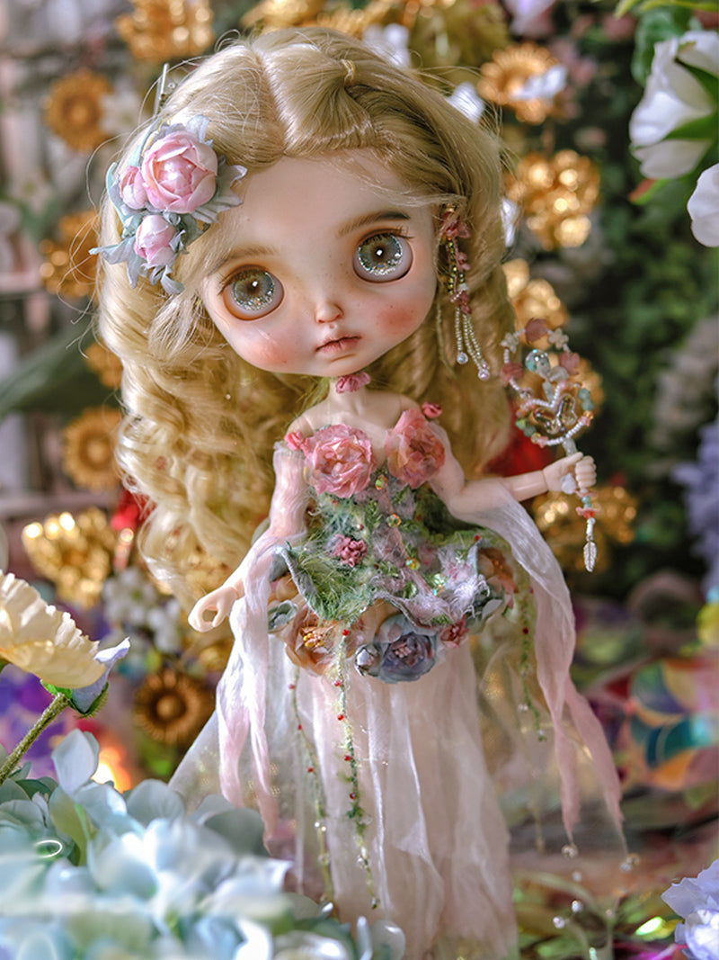 Handmade Outfit for Blythe/Pullip/Obitsu, Floral Fairy Mini Skirt Set