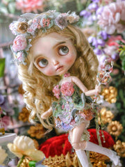 Handmade Outfit for Blythe/Pullip/Obitsu, Floral Fairy Mini Skirt Set