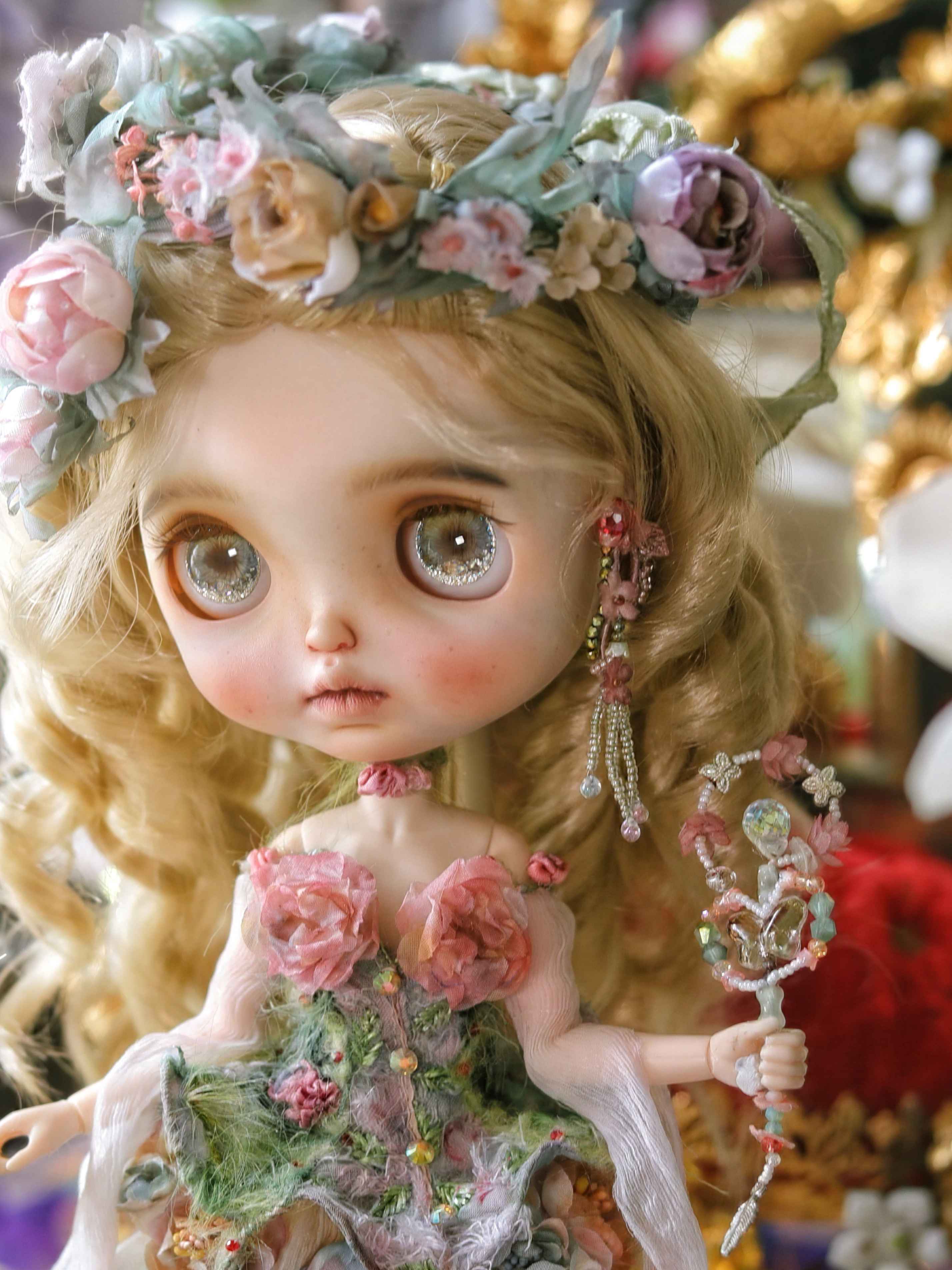 Handmade Outfit for Blythe/Pullip/Obitsu, Floral Fairy Mini Skirt Set