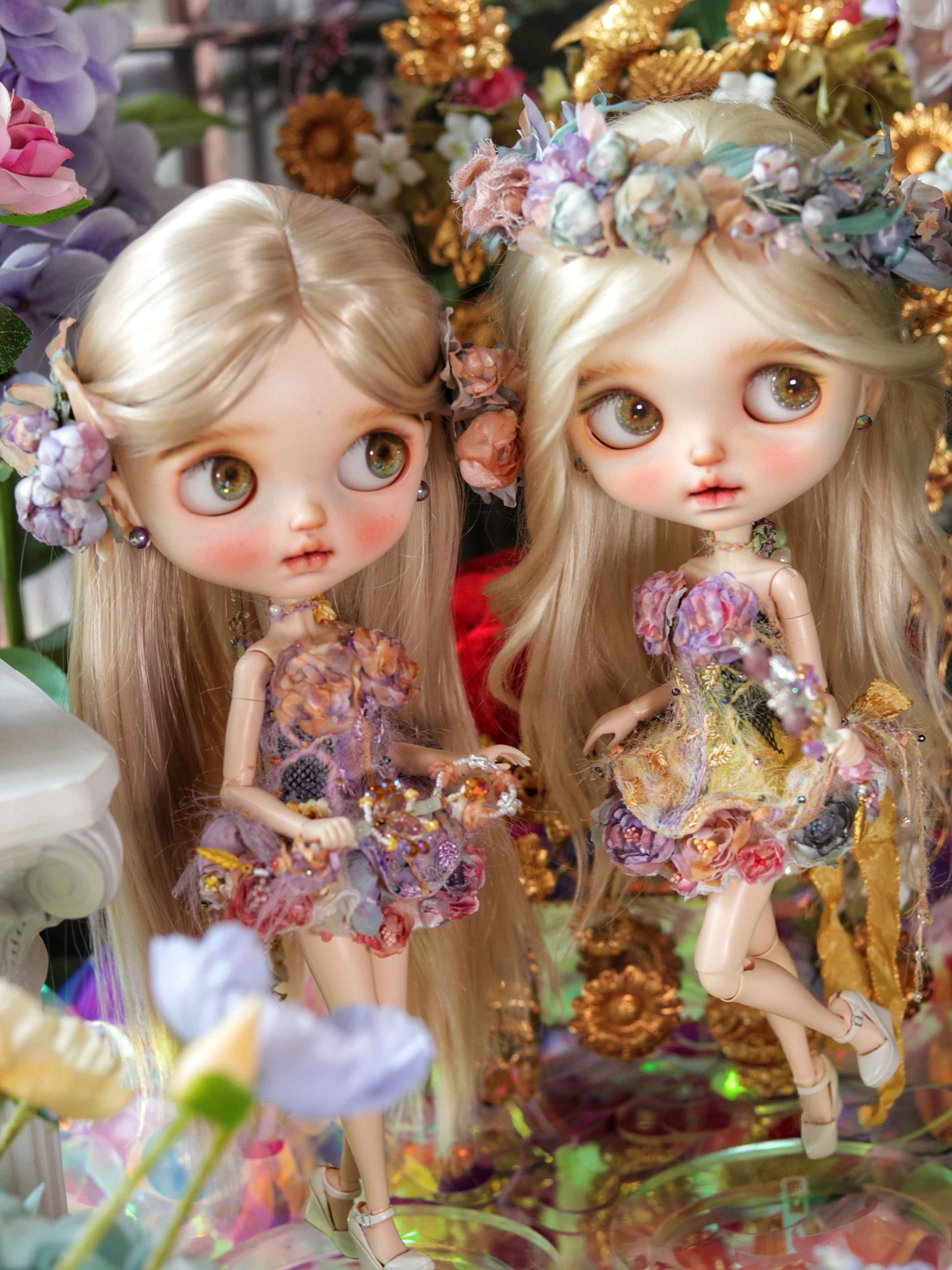 Handmade Outfit for Blythe/Pullip/Obitsu, Floral Fairy Mini Skirt Set