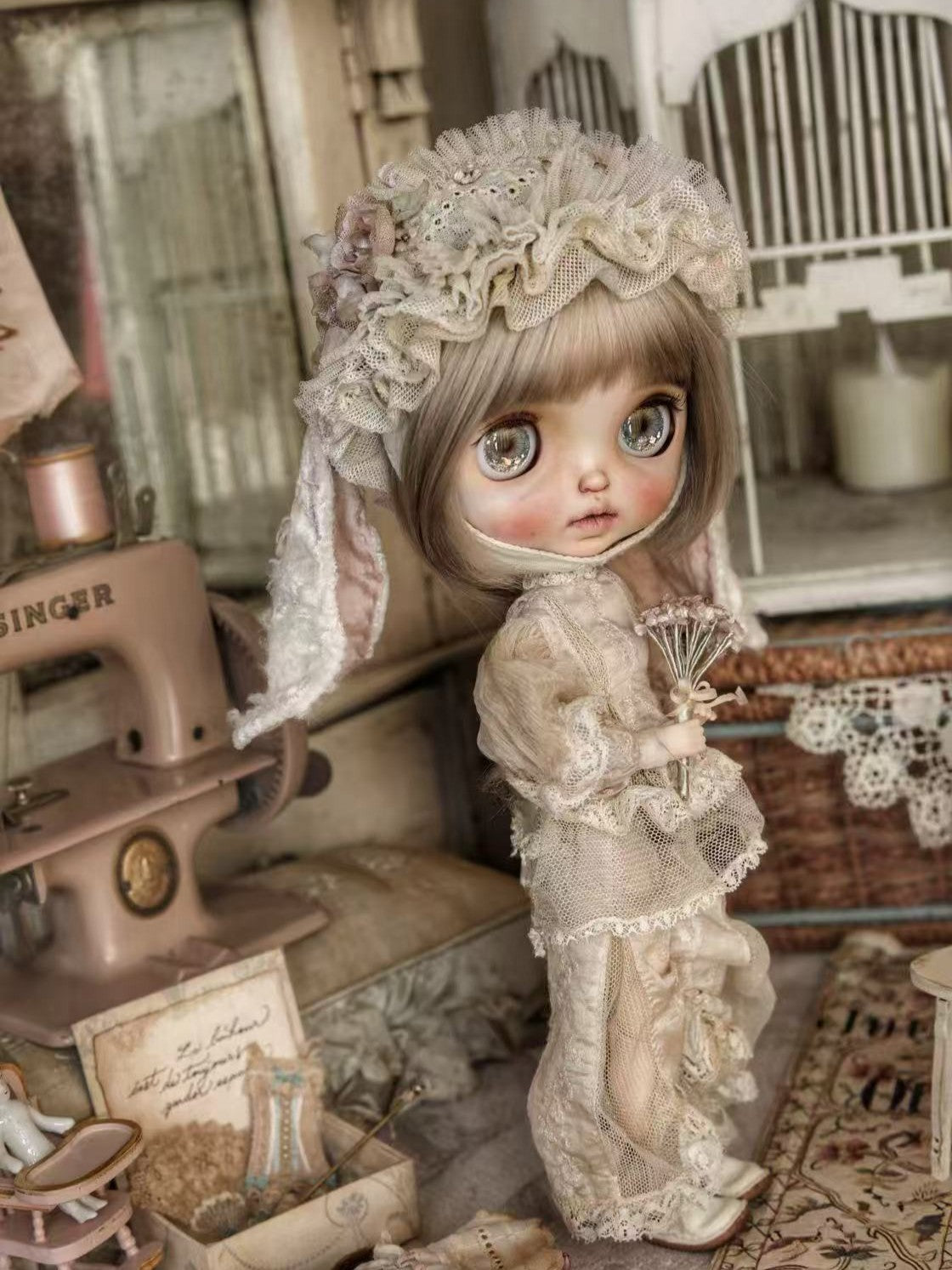 Vintage Bunny Blythe 1/6 BJD Set - Handmade Doll Clothes - ToastDoll