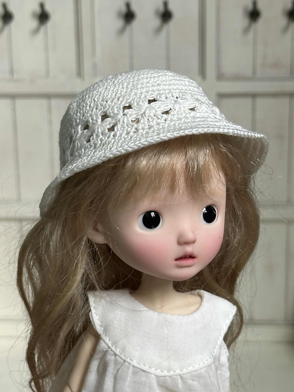 White Crochet Cloche 1/6 BJD Hat | ToastDoll