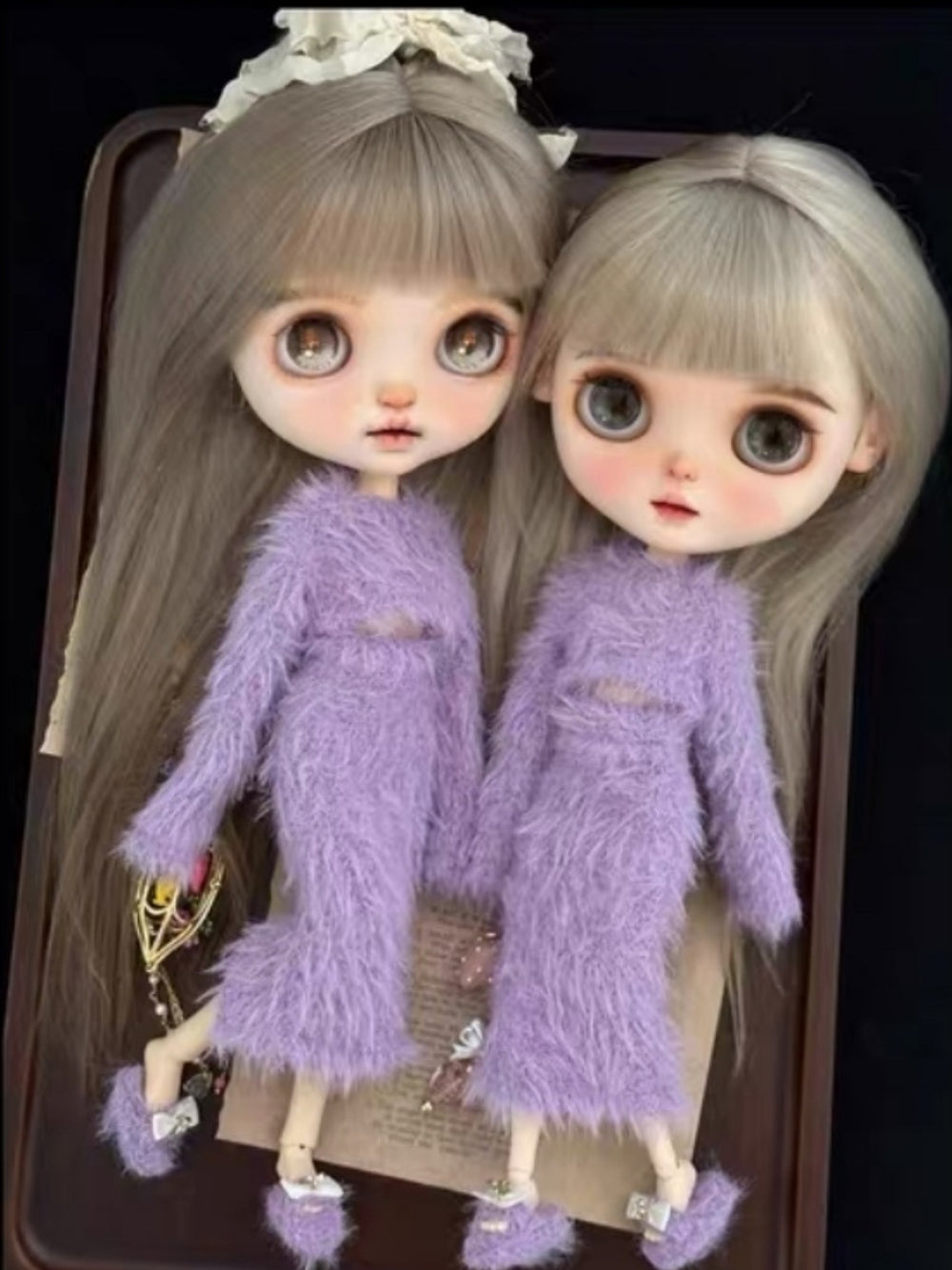 Soft Fuzzy Slim Blythe Purple Skirt Set  | ToastDoll